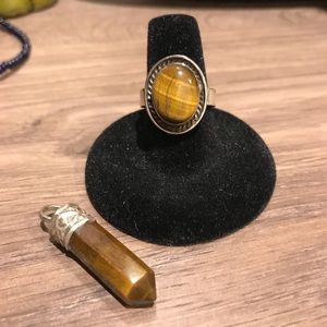 Tiger’s Eye and 925 Ring with Tiger’s Eye Pendant